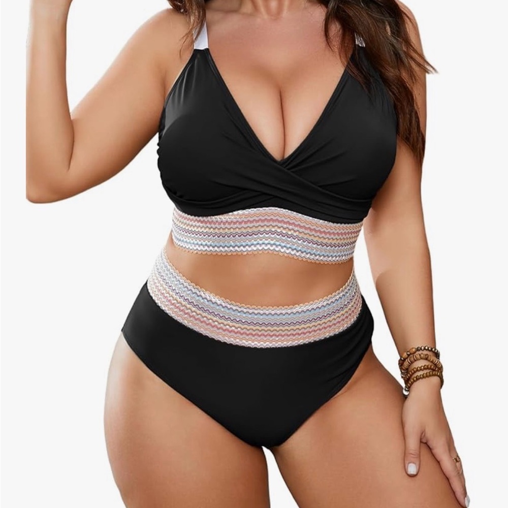 Elegant Black and White Two-Piece Bikini
